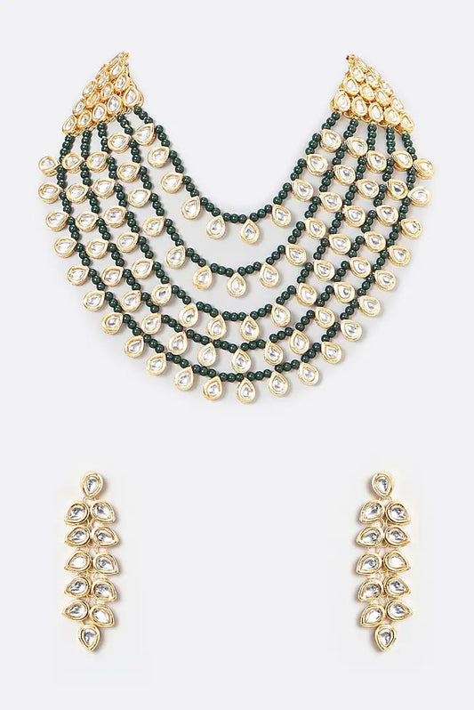 Gold Plated Kundan Polki Necklace Set