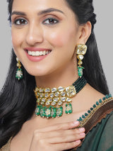 Gold Plated Kundan Green Choker Set