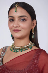 Gold Tone Beaded Kundan Necklace