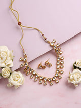 Gold Plated Kundan Necklace With Earring