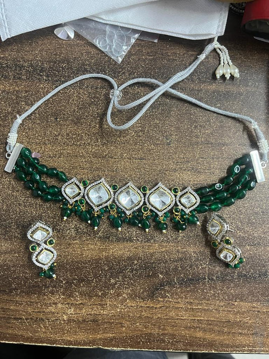 Gold Plated Stone Bridal Choker necklace set