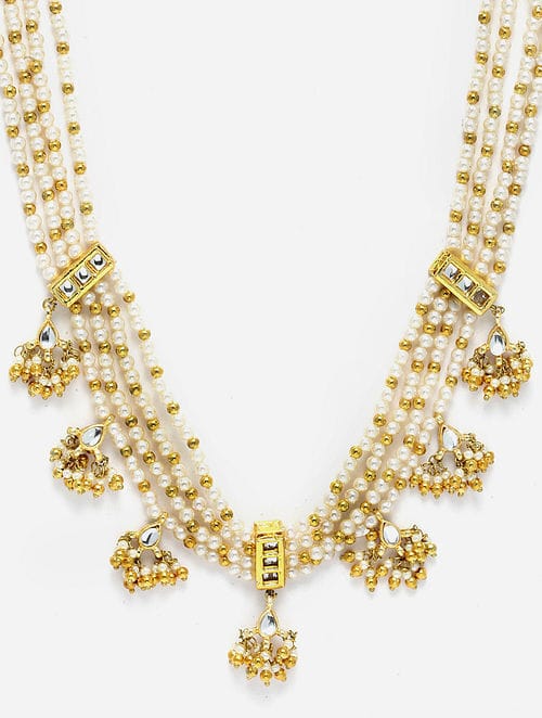 Gold Toned & White Sterling Silver Gold Plated Handcrafted Necklace