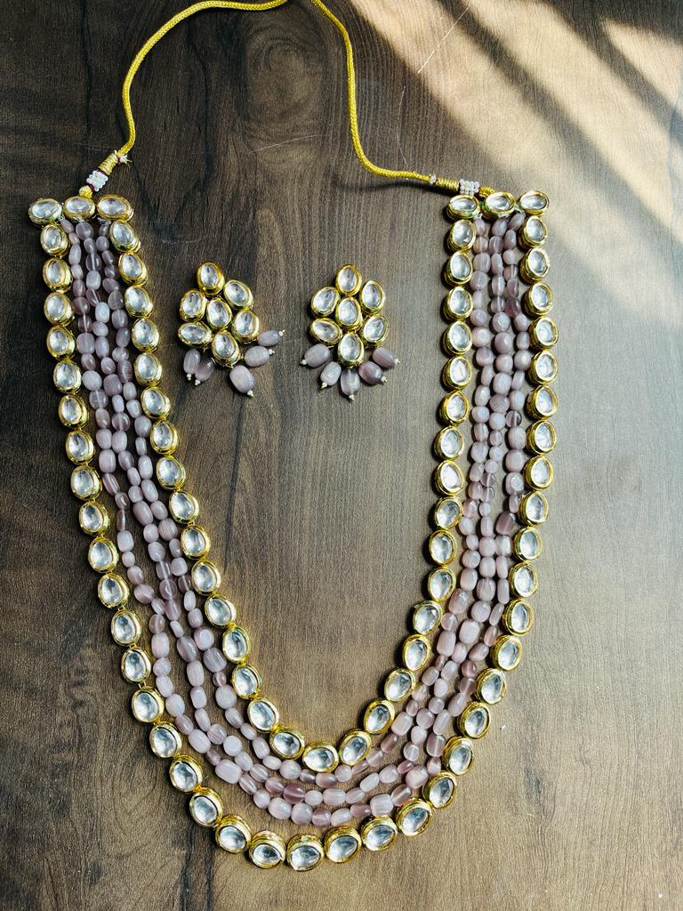 Gold Plated Kundan Necklace With Earrings