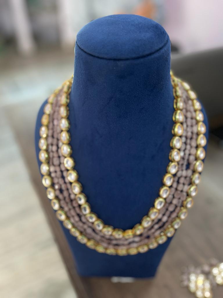 Gold Plated Kundan Necklace With Earrings