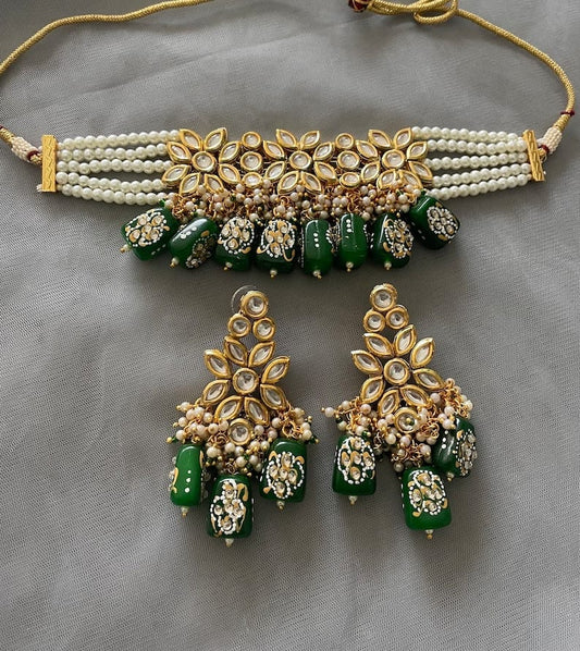 Gold Plated Wedding Jewellery Kundan Necklace Set