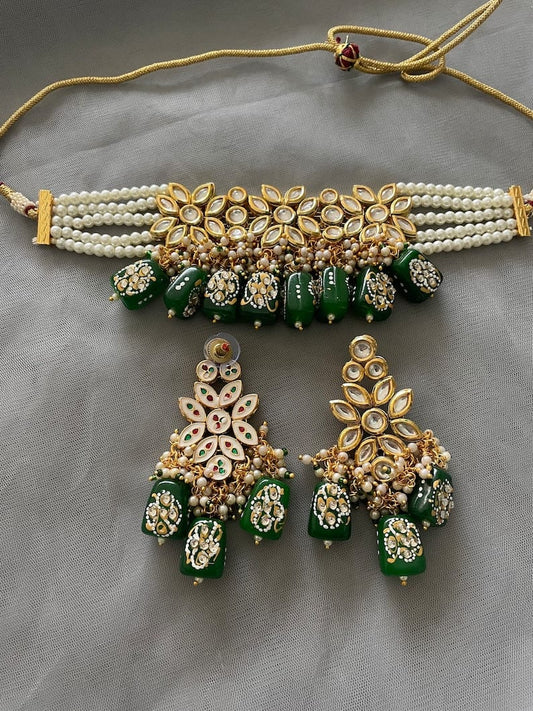 Gold Plated Wedding Jewellery Kundan Necklace Set