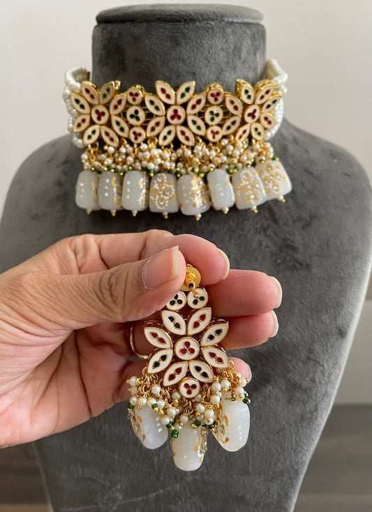 Gold Plated Wedding Jewellery Kundan Necklace Set