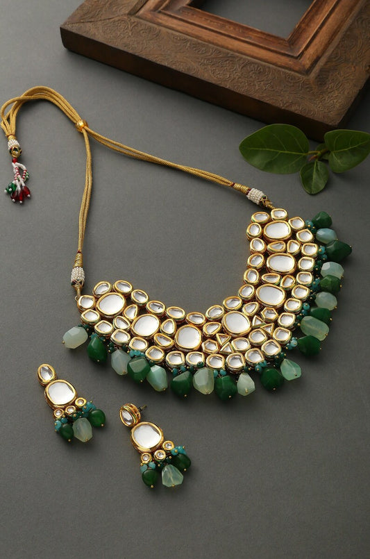 Gold Plated Wedding Jewellery Kundan Necklace Set
