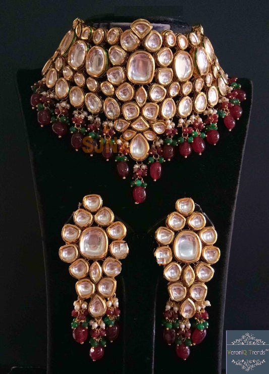 Gold Plated Wedding Jewellery Kundan Necklace Set