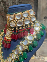 Gold Plated Wedding Jewellery Kundan Choker & Necklace Set For Women