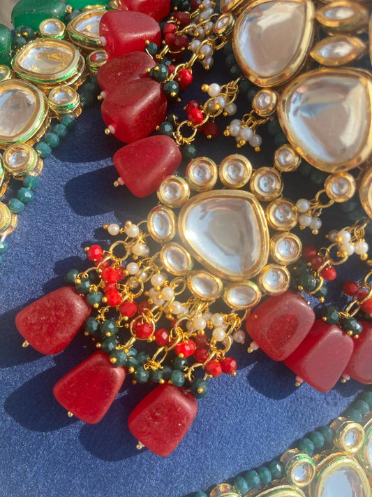 Gold Plated Wedding Jewellery Kundan Choker & Necklace Set For Women