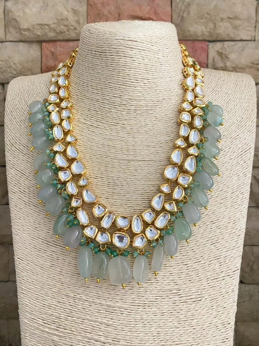 Gold Plated Wedding Jewellery Kundan Necklace Set For Women