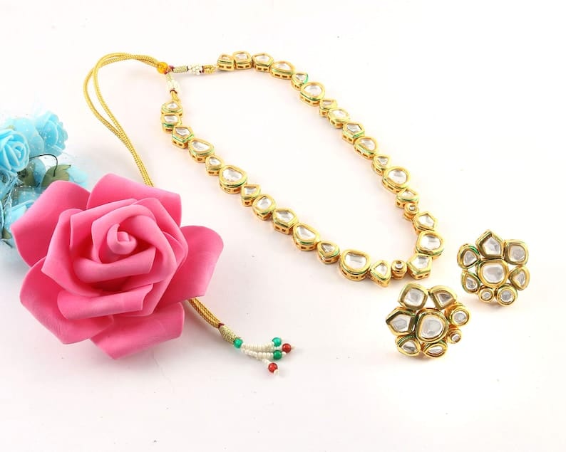 Gold Plated Kundan Necklace Set