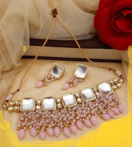 Gold Plated Kundan Necklace Set