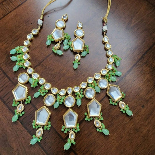 Gold Tone Kundan Necklace Set