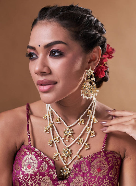 Gold Plated Kundan Polki Necklace Set