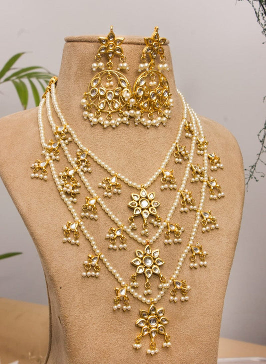 Gold Plated Kundan Polki Necklace Set