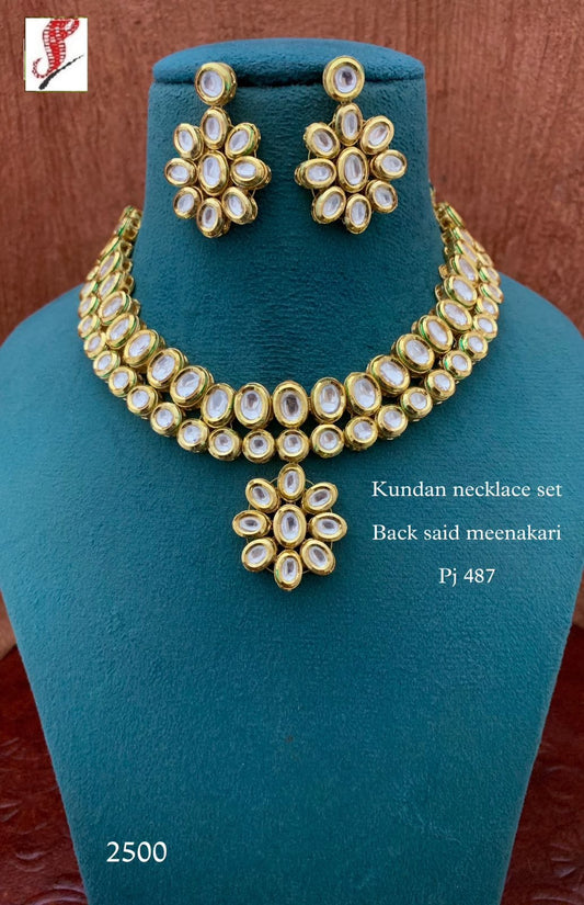 Gold Plated Kundan Polki Choker Necklace Set