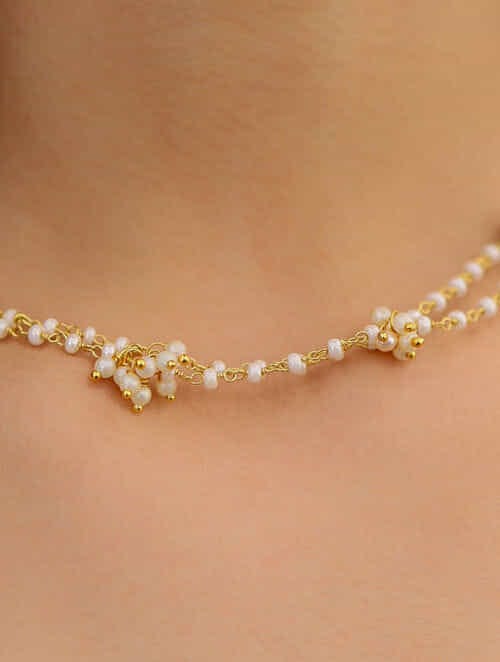 Gold-Plated Kundan Pearl Stone Necklace