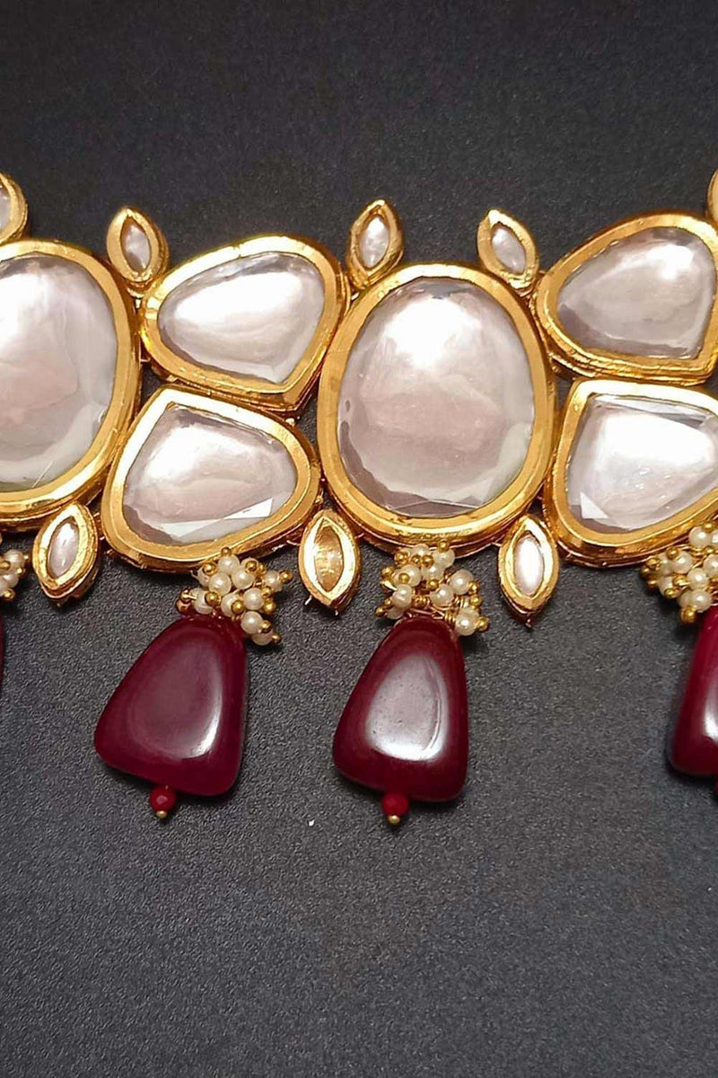 Gold Tone Kundan Necklace & Earrings