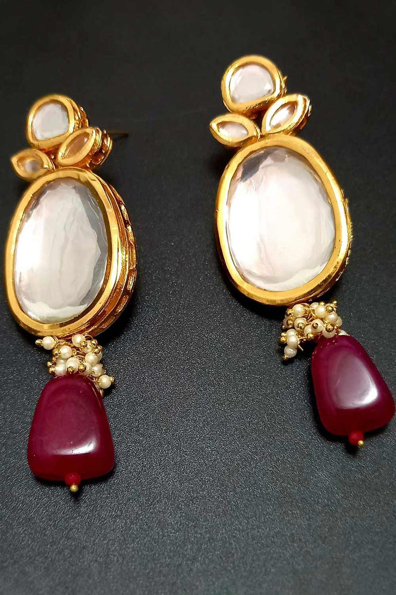 Gold Tone Kundan Necklace & Earrings