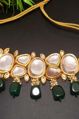 Gold Tone Kundan Necklace & Earrings