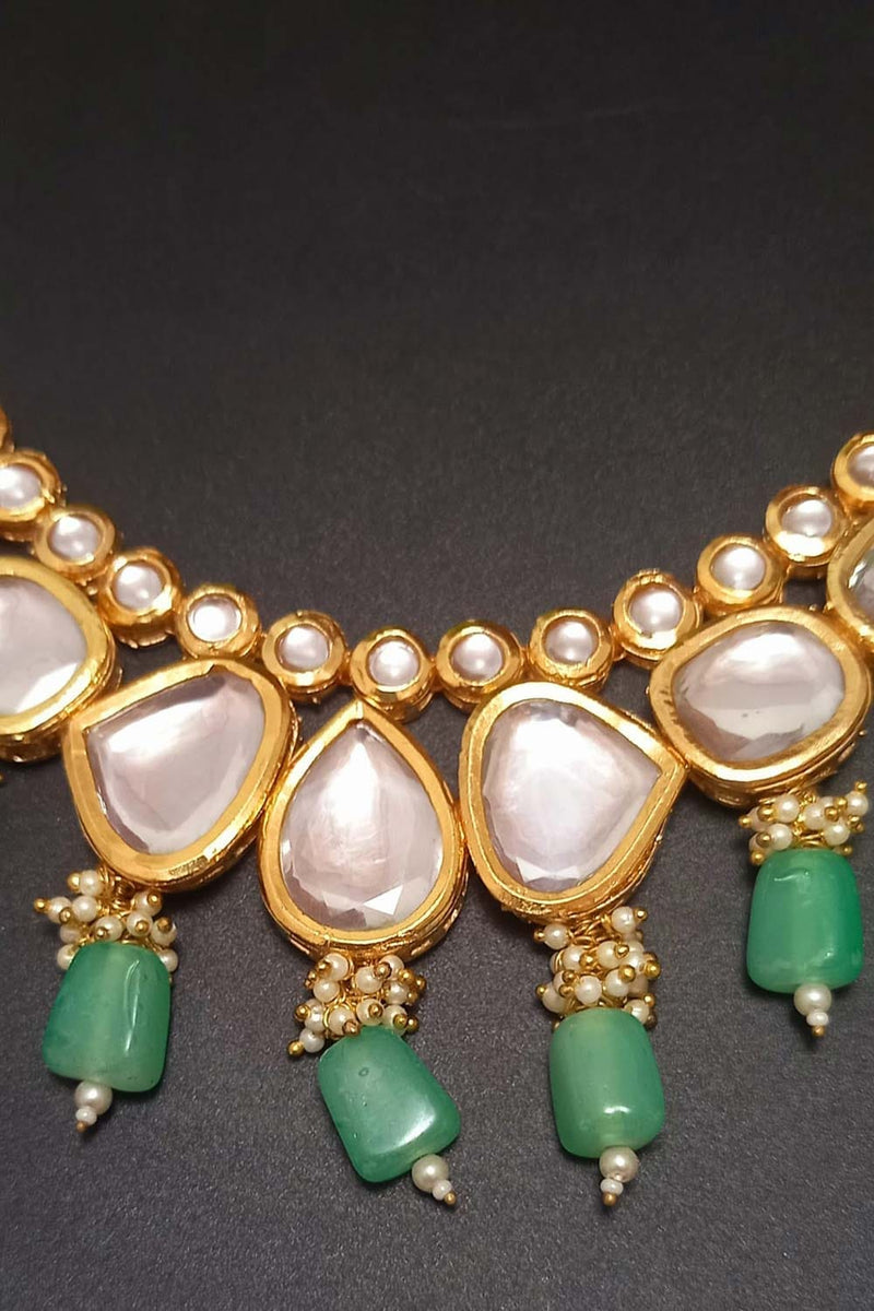 Gold Tone Kundan Necklace & Earrings