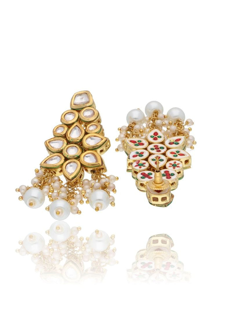 Gold Tone Kundan Necklace & Earrings