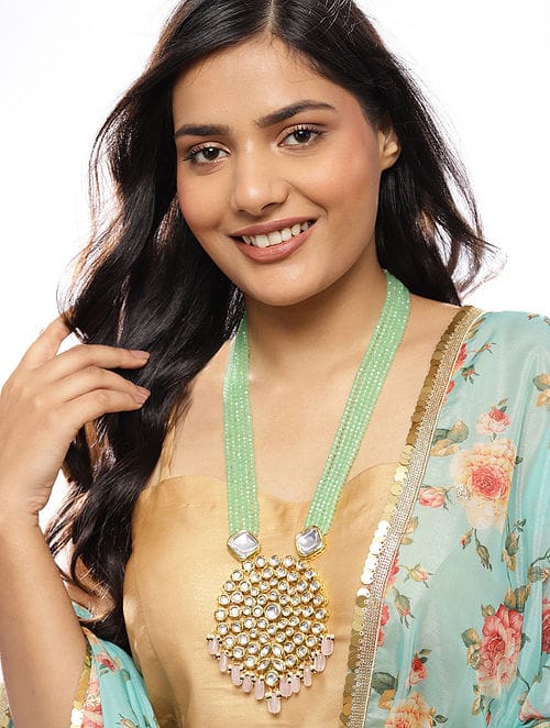 Gold Plated Jadau Kundan Long Necklace Set