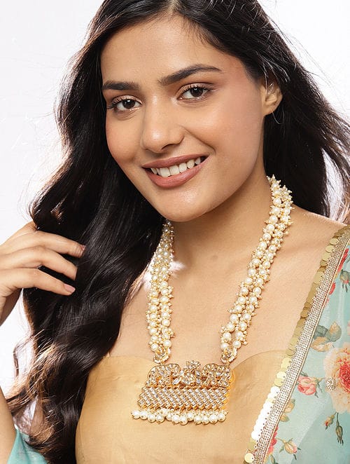Gold Plated Jadau Kundan Long Necklace Set