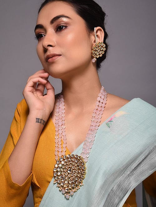Gold Plated Jadau Kundan Long Necklace Set