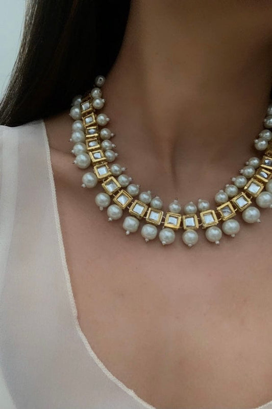 Gold Plated Jadau Kundan Necklace Set