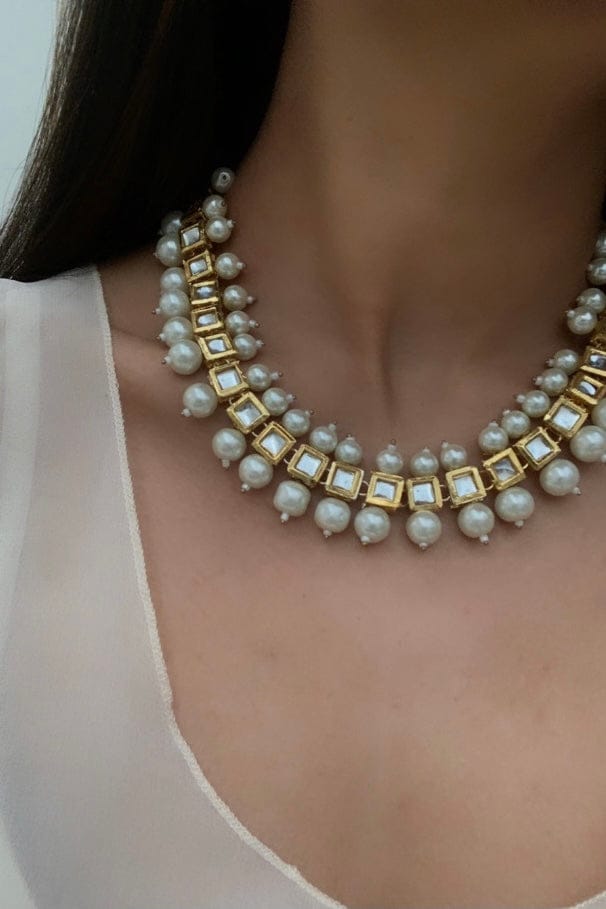 Gold Plated Jadau Kundan Necklace Set