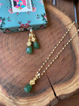 Empress Green Stone With White Pearl Necklace Set
