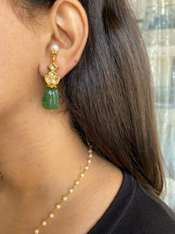 Empress Green Stone With White Pearl Necklace Set