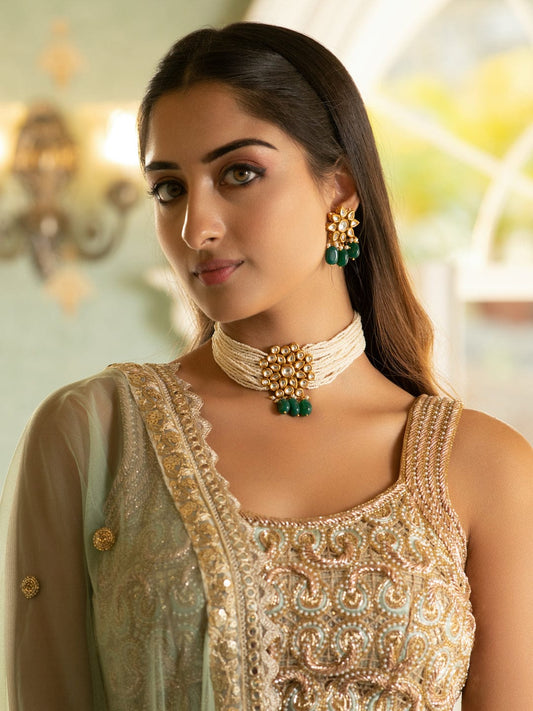 Gold Plated Jadau Kundan Necklace Set