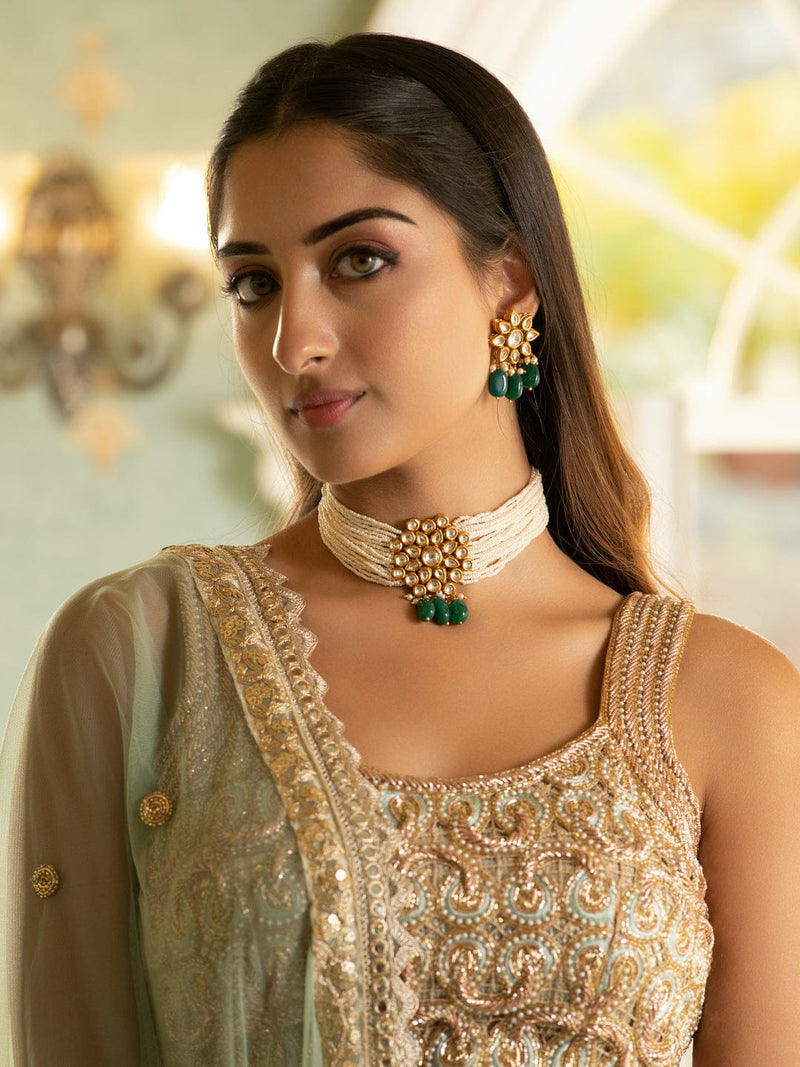 Gold Plated Jadau Kundan Necklace Set