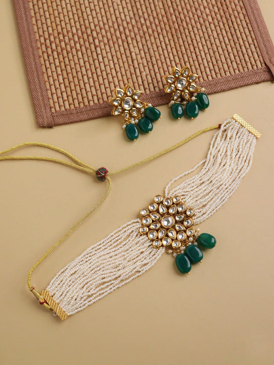 Gold Plated Jadau Kundan Necklace Set