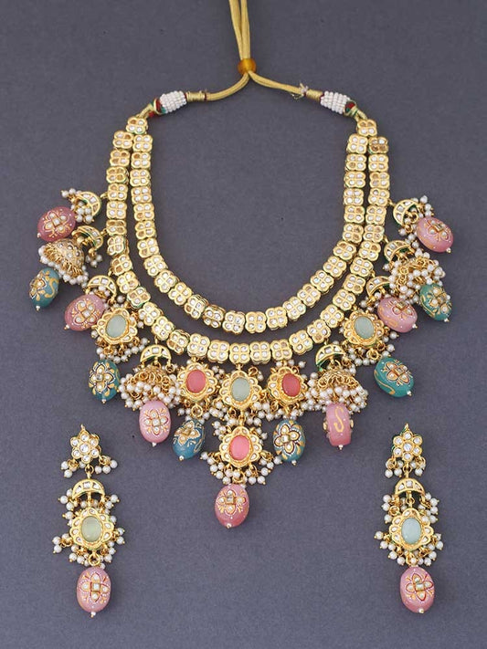 Gold Plated Jadau Kundan Necklace Set