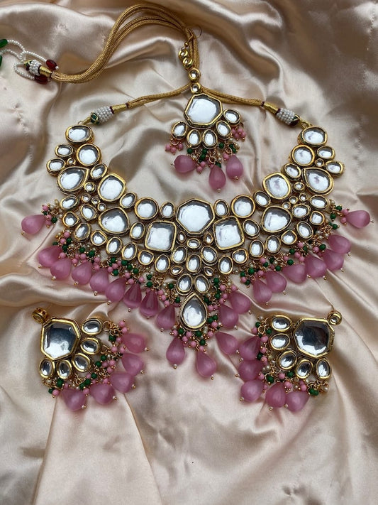 Gold Plated Jadau Kundan Necklace Set