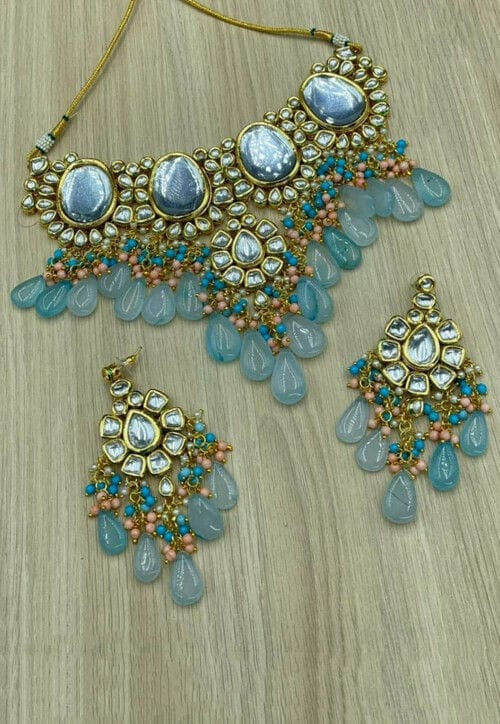 Gold Plated Jadau Kundan Necklace Set