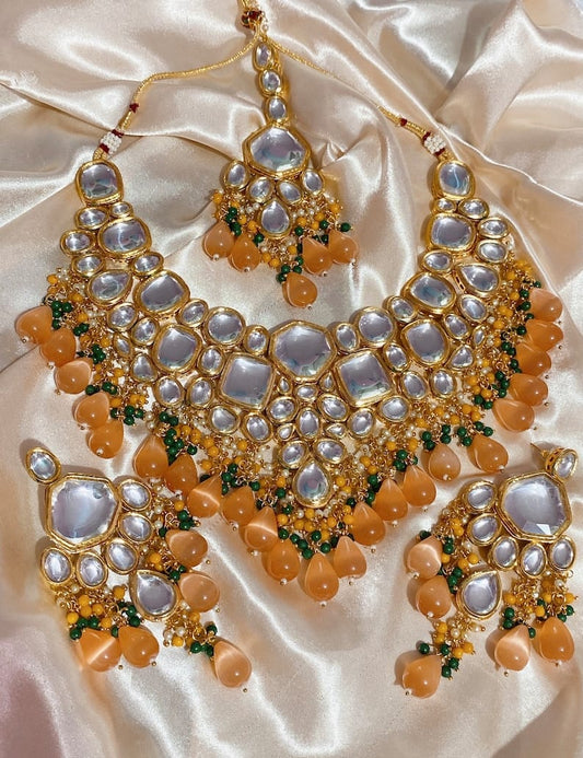 Gold Plated Jadau Kundan Necklace Set