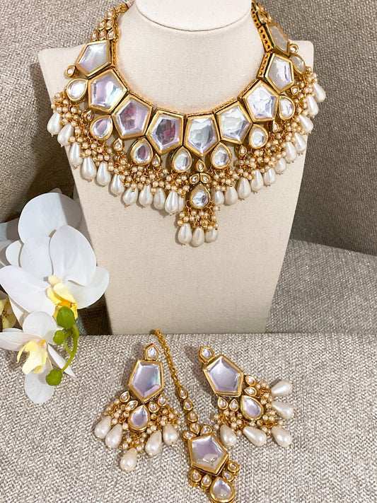 Gold Plated Jadau Kundan Necklace Set