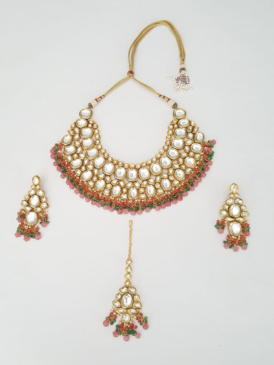 Gold Plated Jadau Kundan Necklace Set