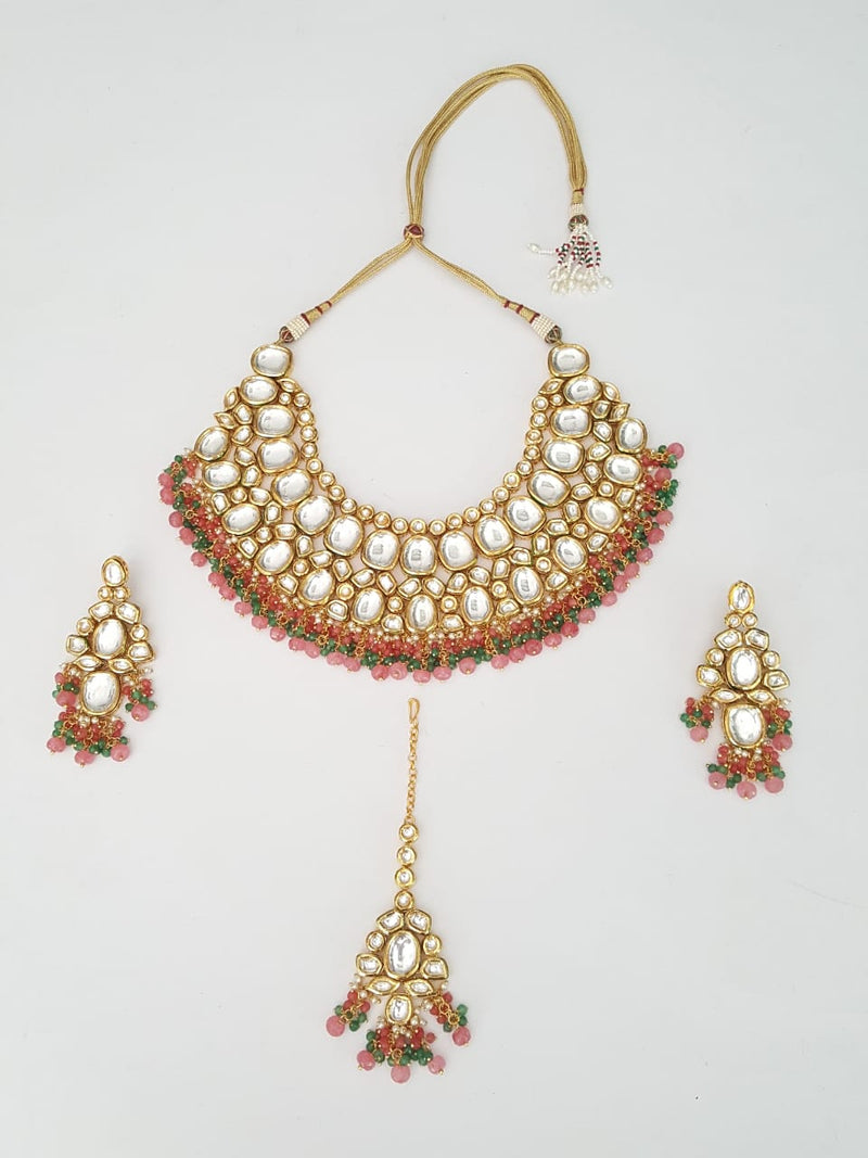 Gold Plated Jadau Kundan Necklace Set