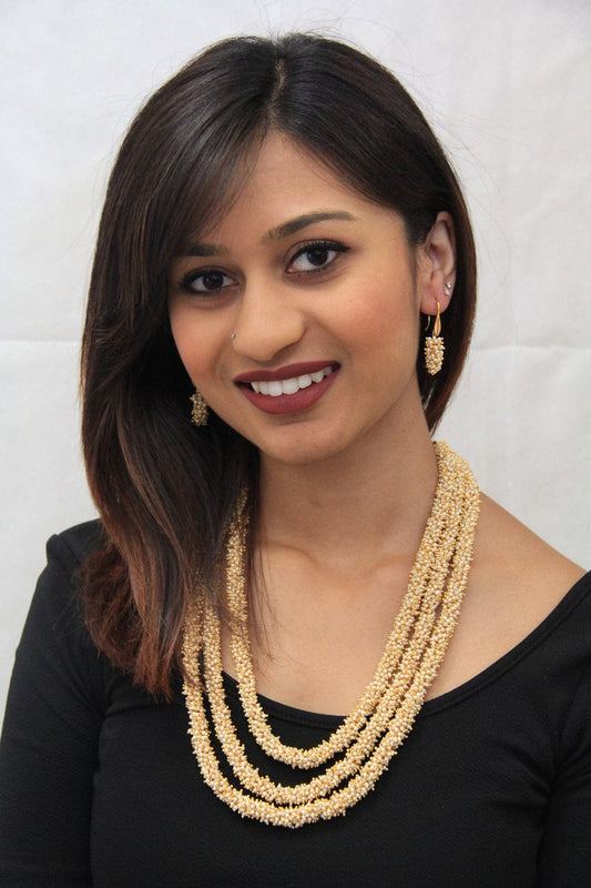 White Finish Kundan Peral Necklace Set