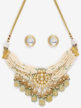 White Finish Kundan Peral Necklace Set