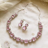 White Finish Pink Necklace Set