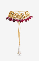 Gold Plated Kundan Necklace Set With Earrings & Maangtika