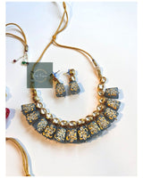 Gold Plated Kundan Necklace Set With Earrings